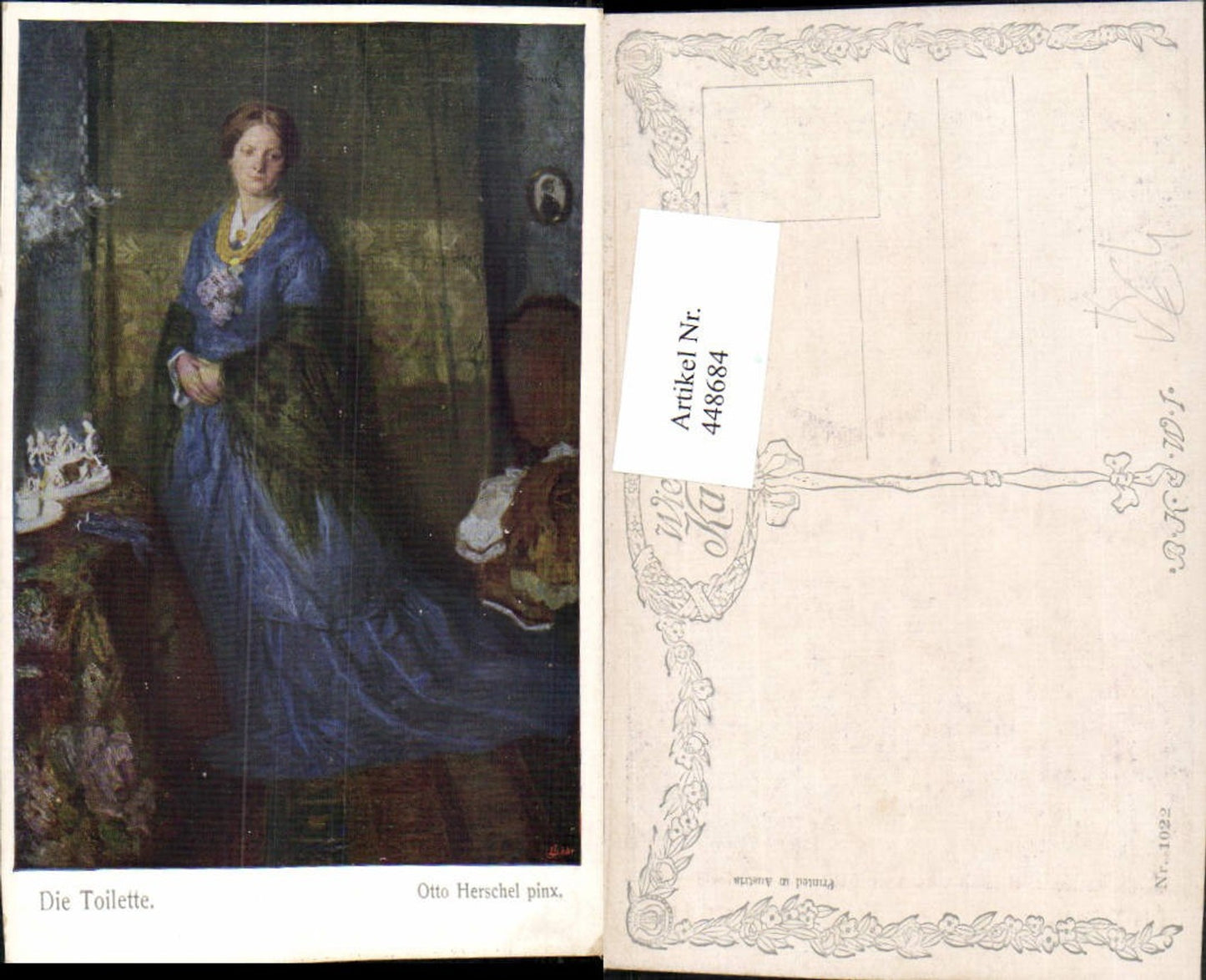 448684,Künstler AK Otto Herschel Die Toilette Frau m. Kleid Tuch pub B.K.W.I. 1022