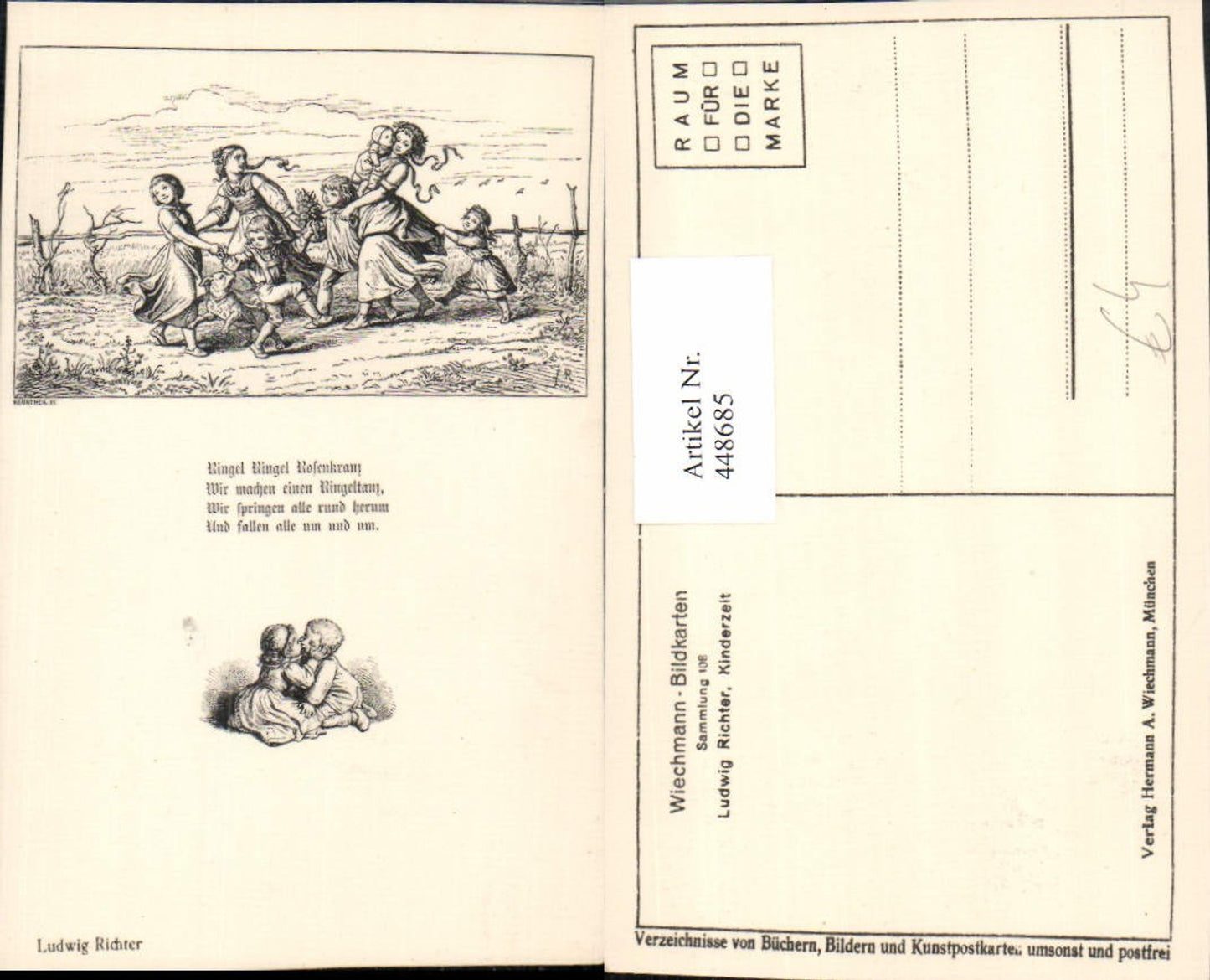 448685,Künstler AK Ludwig Richter Kinderzeit Kinder Ringeltanz Spruch pub Wiechmann