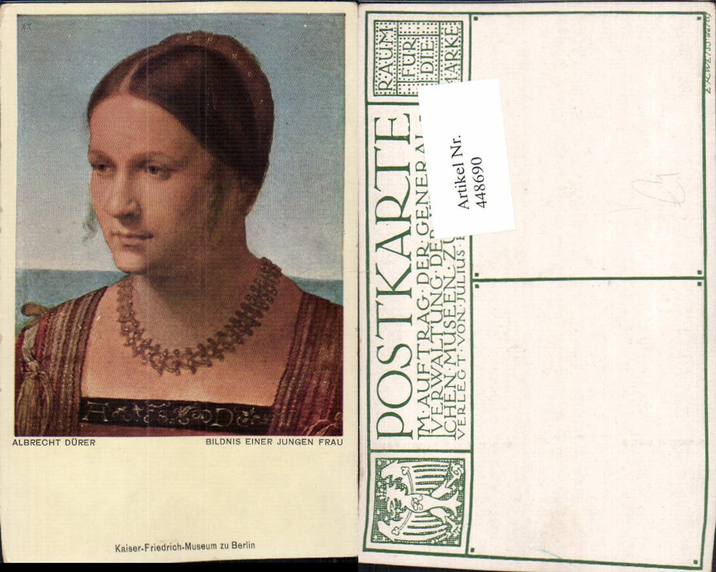 448690, Artist AK Albrecht Dürer Portrait of a Young Woman Necklace