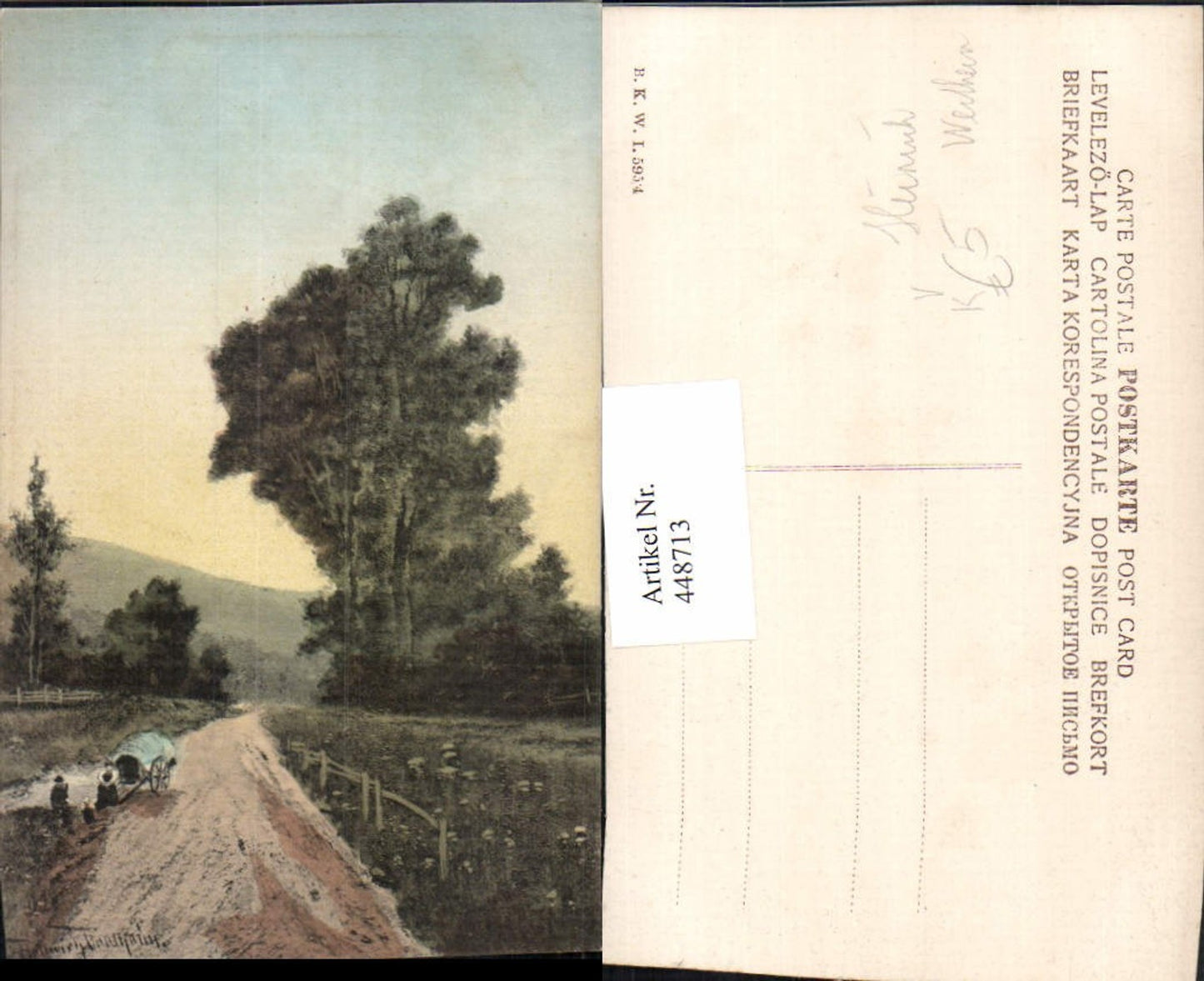 448713,Künstler AK Heinrich Wertheim Landschaft Straßenpartie pub B.K.W.I. 595/4