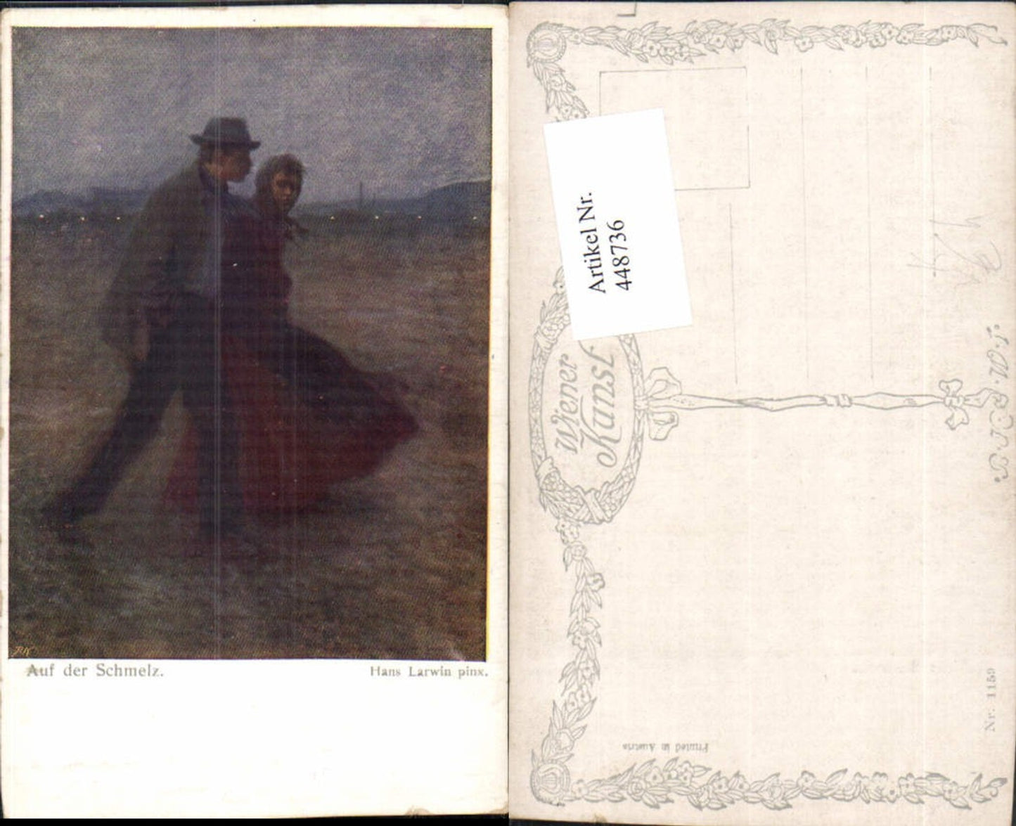 448736,Künstler AK Hans Larwin Auf der Schmelz Feld Paar Liebe pub B.K.W.I. 1159