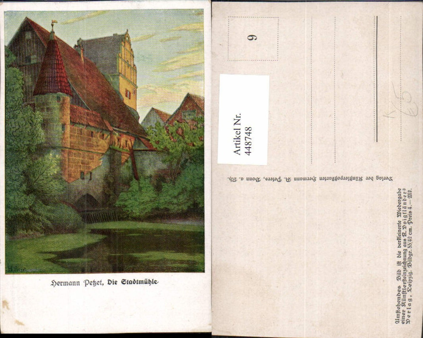 448748,Künstler AK Hermann Petzet Stadtmühle Mühle Türmchen