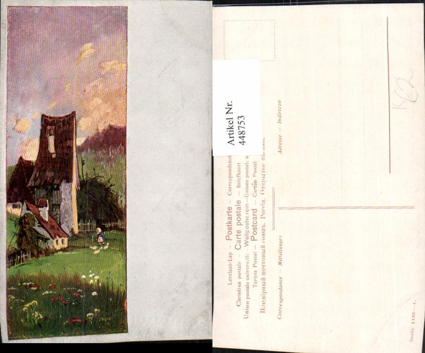 448753,Künstler AK Landschaft Haus