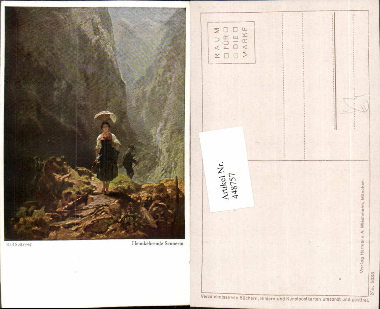 448757,Künstler AK Karl Spitzweg Heimkehrende Sennerin Schlucht
