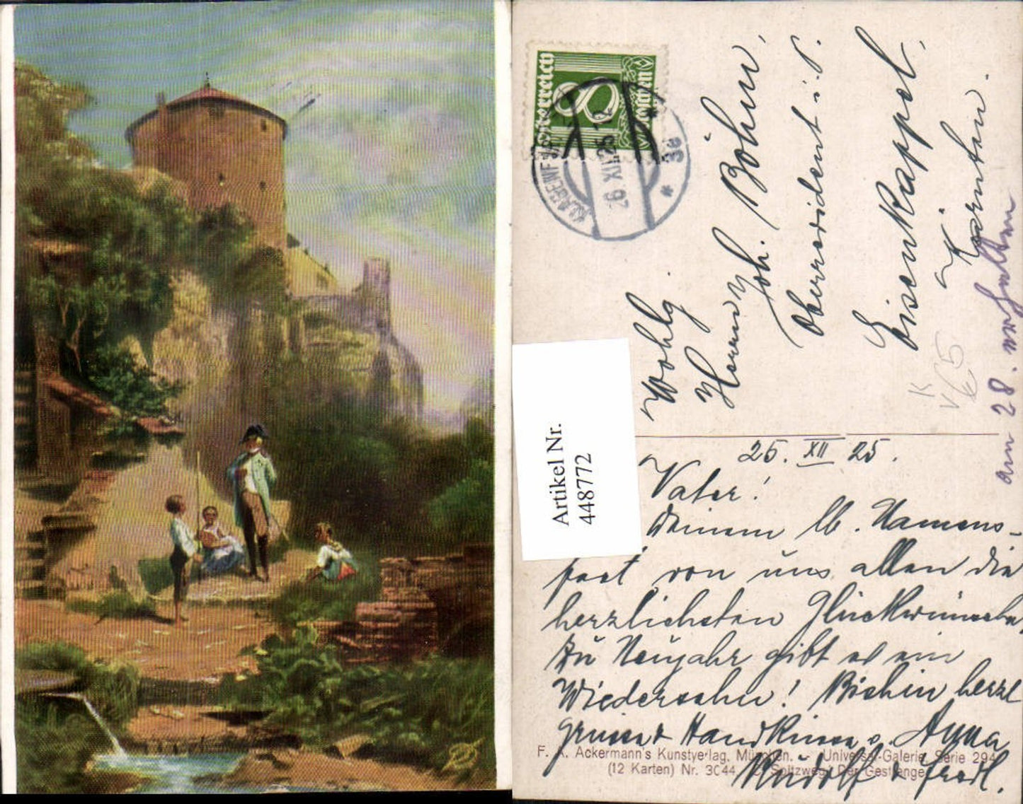 448772,Künstler AK C. Spitzweg Mann m. Mütze Burg Festung Turm pub A. Ackermann 3044