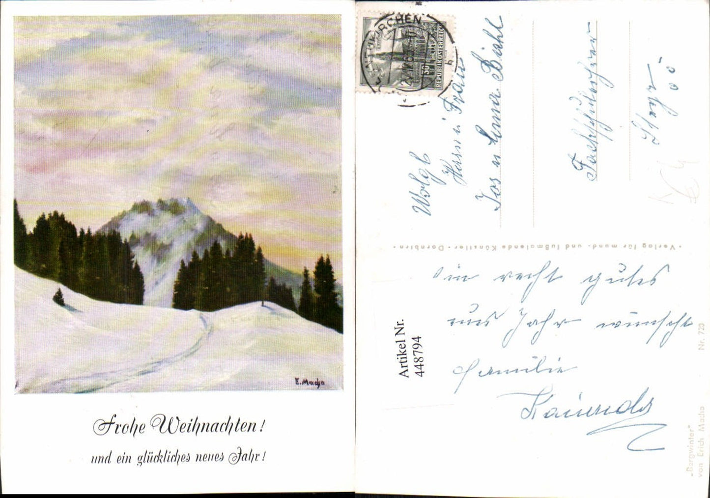 448794,Künstler AK Erich Macho Bergwinter Winterlandschaft