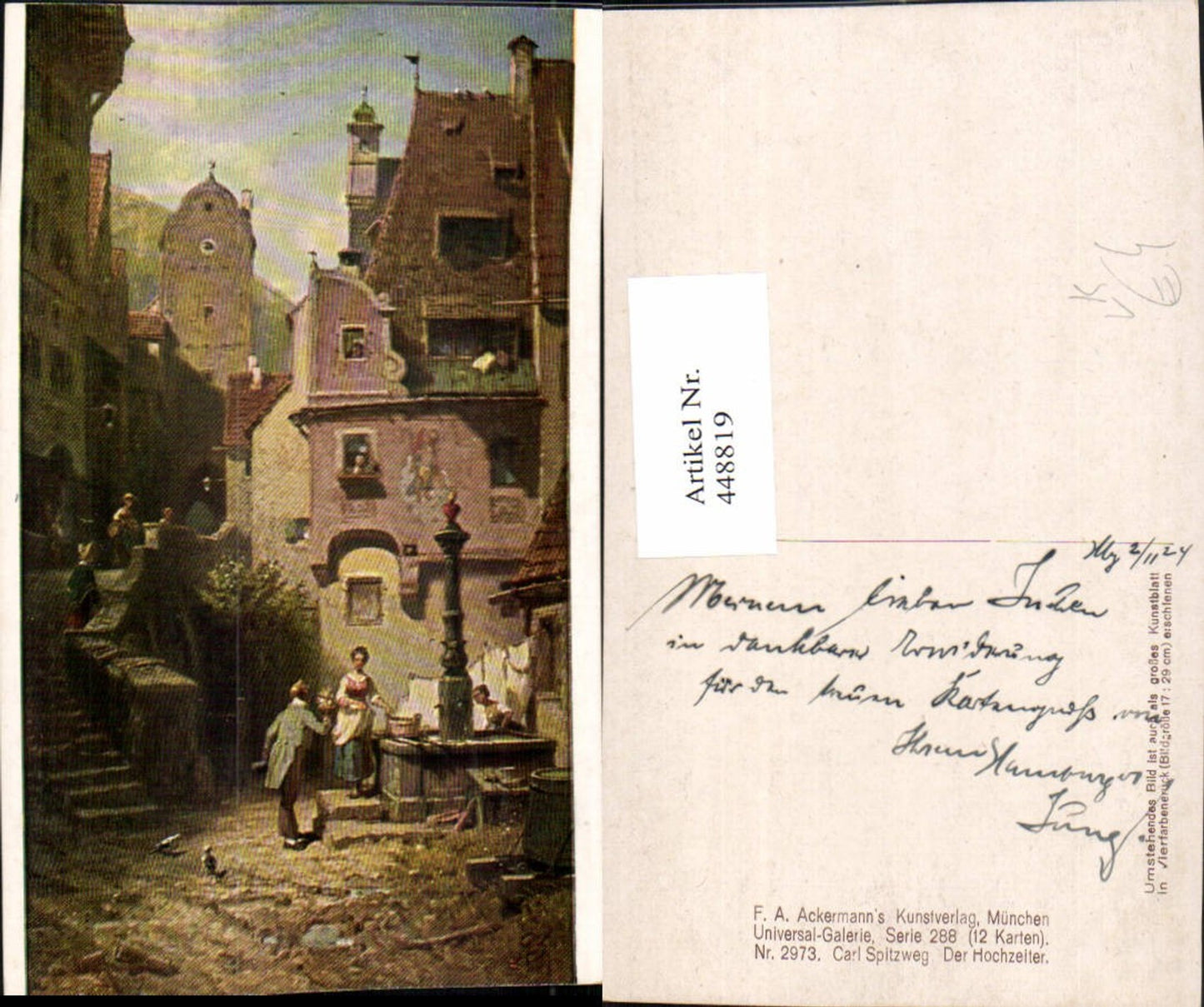 448819,Künstler AK Carl Spitzweg Der Hochzeiter Stadt Motiv pub A. Ackermann 2973