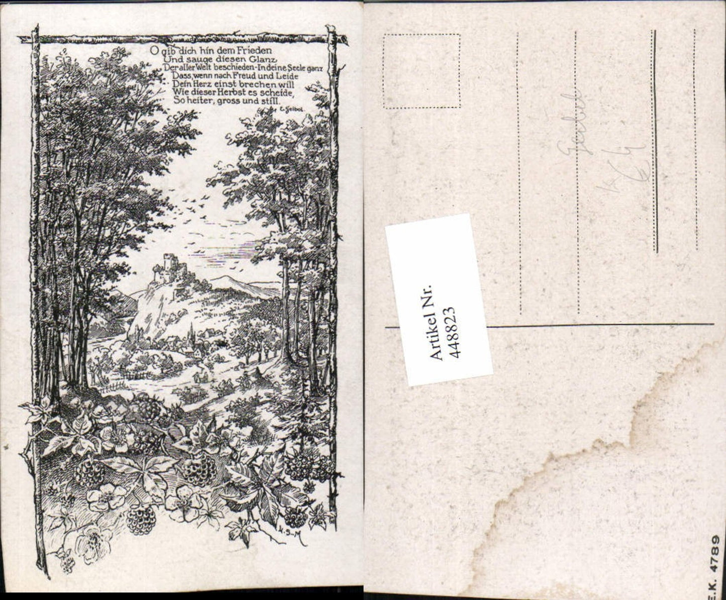 448823,Künstler AK Landschaft Burg Spruch von Geibel
