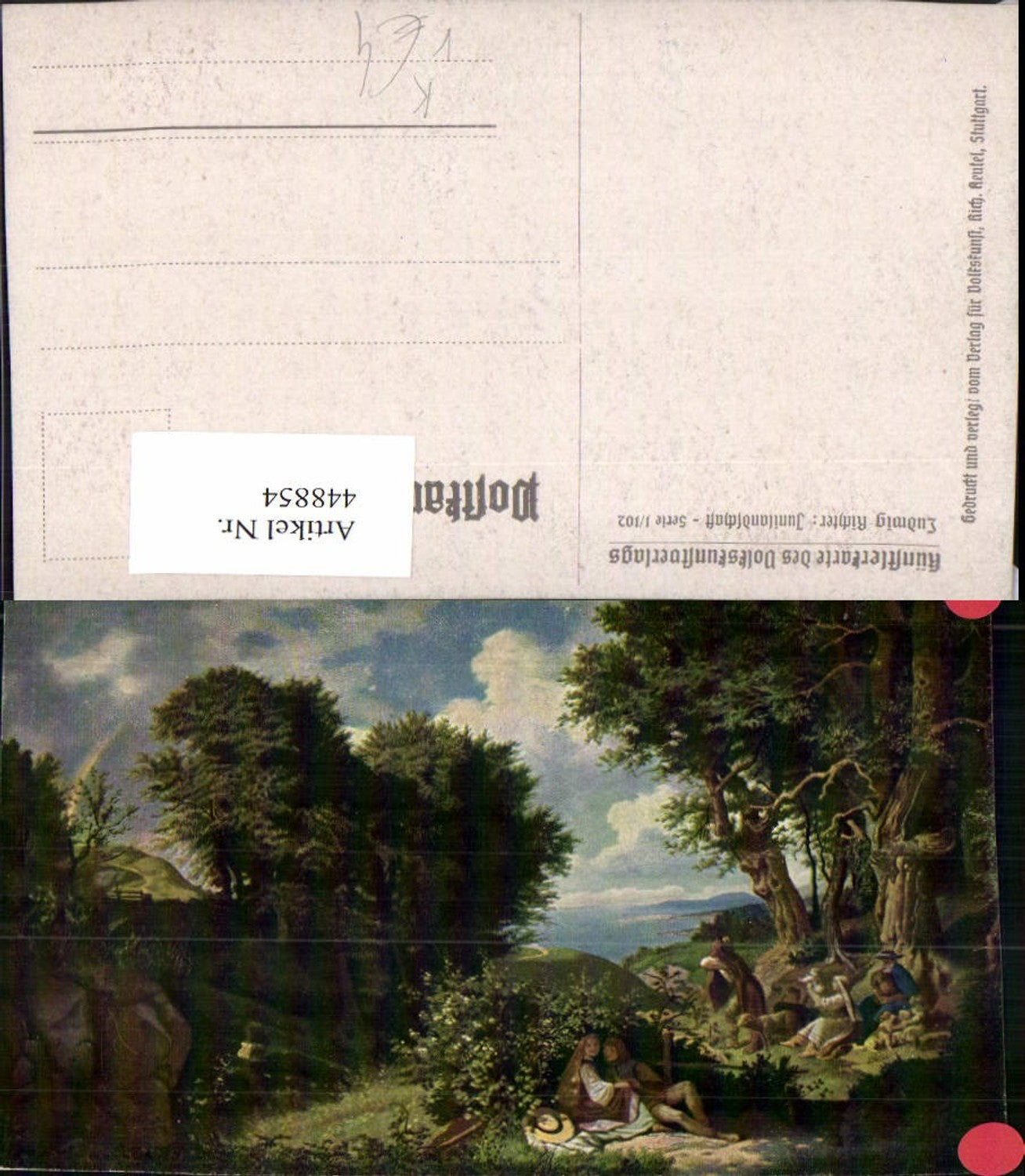 448854,Künstler AK Ludwig Richter Junilandschaft Paar Liebe pub Volkskunstverlag 1/102