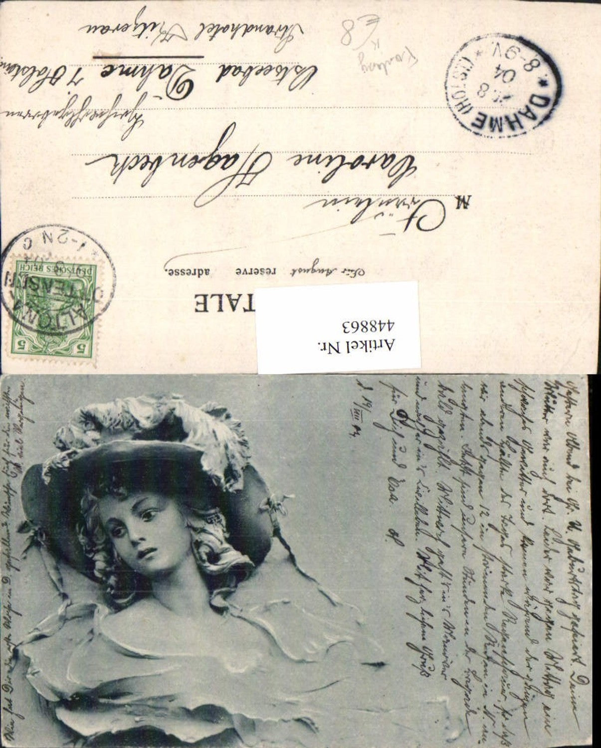 448863,Künstler AK Frau m. Hut Portrait Fantasy