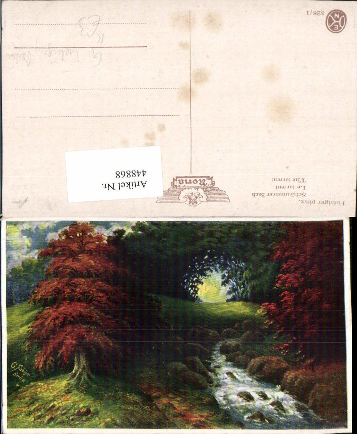 448868,Künstler AK G. Fiebiger Berlin Schäumender Bach Landschaft