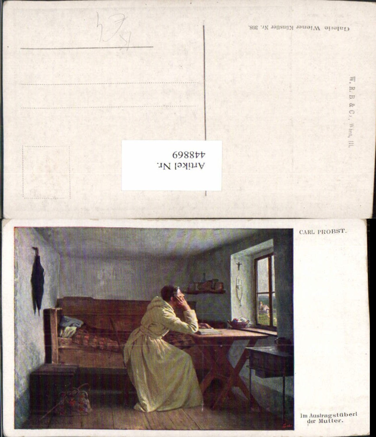 448869,Künstler AK Carl Probst Im Austragstüberl der Mutter Mann Buch Fenster