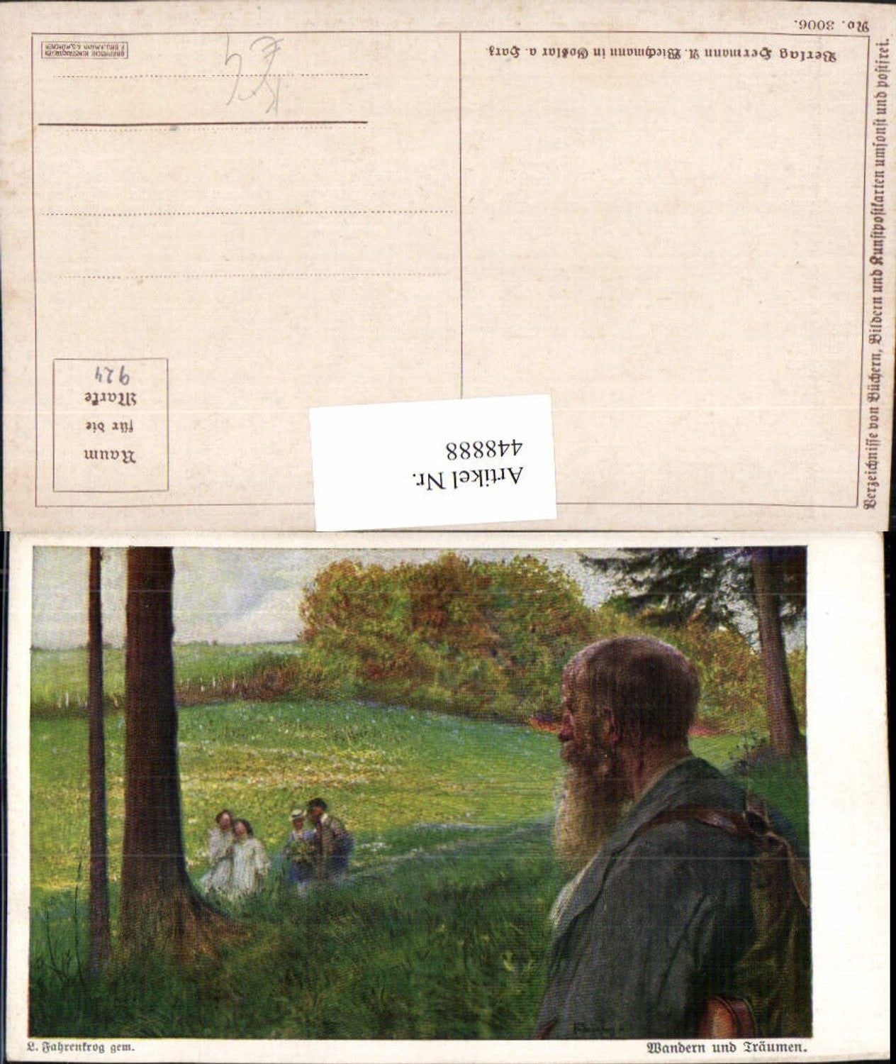 448888,Künstler AK L. Fahrenkrog Wandern und Träumen Landschaft