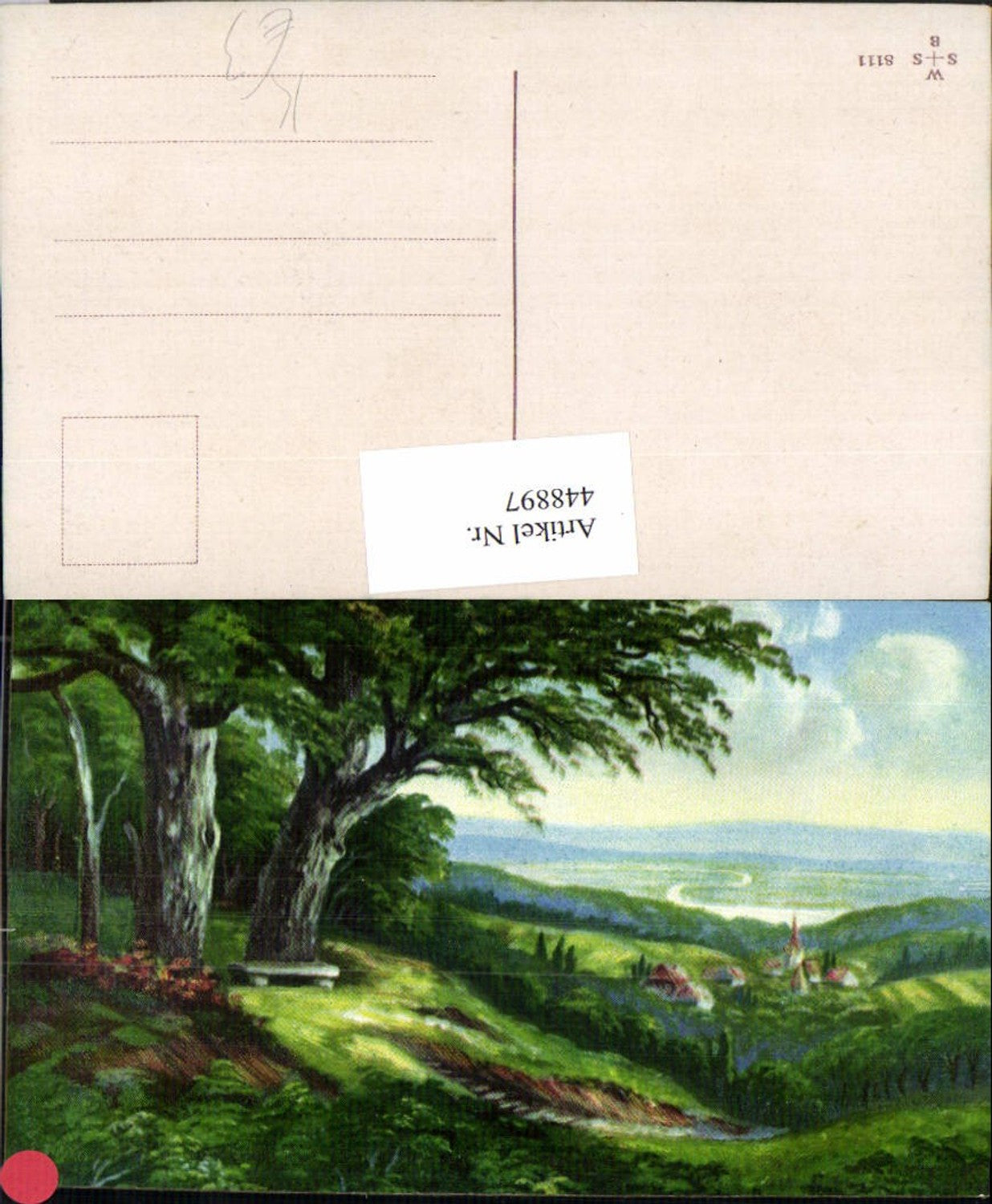 448897,Künstler AK G. Fiebiger Landschaft Aussicht Dorf