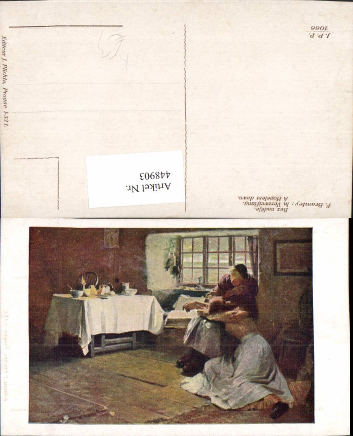 448903,Künstler AK F. Bramley In Verzweiflung Frau Trauer