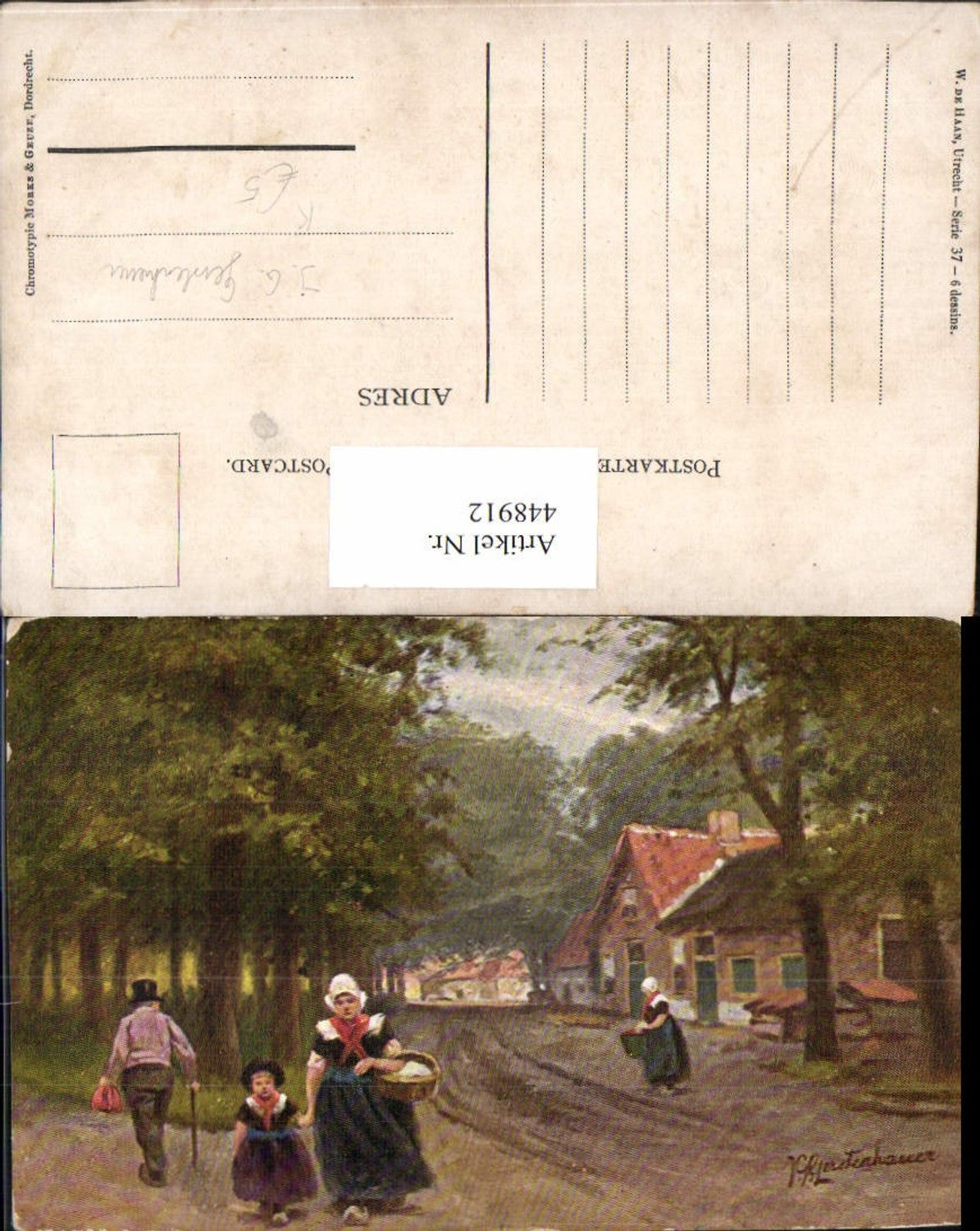 448912,Künstler AK J. G. Gerstenhauer Straßenpartie Personen