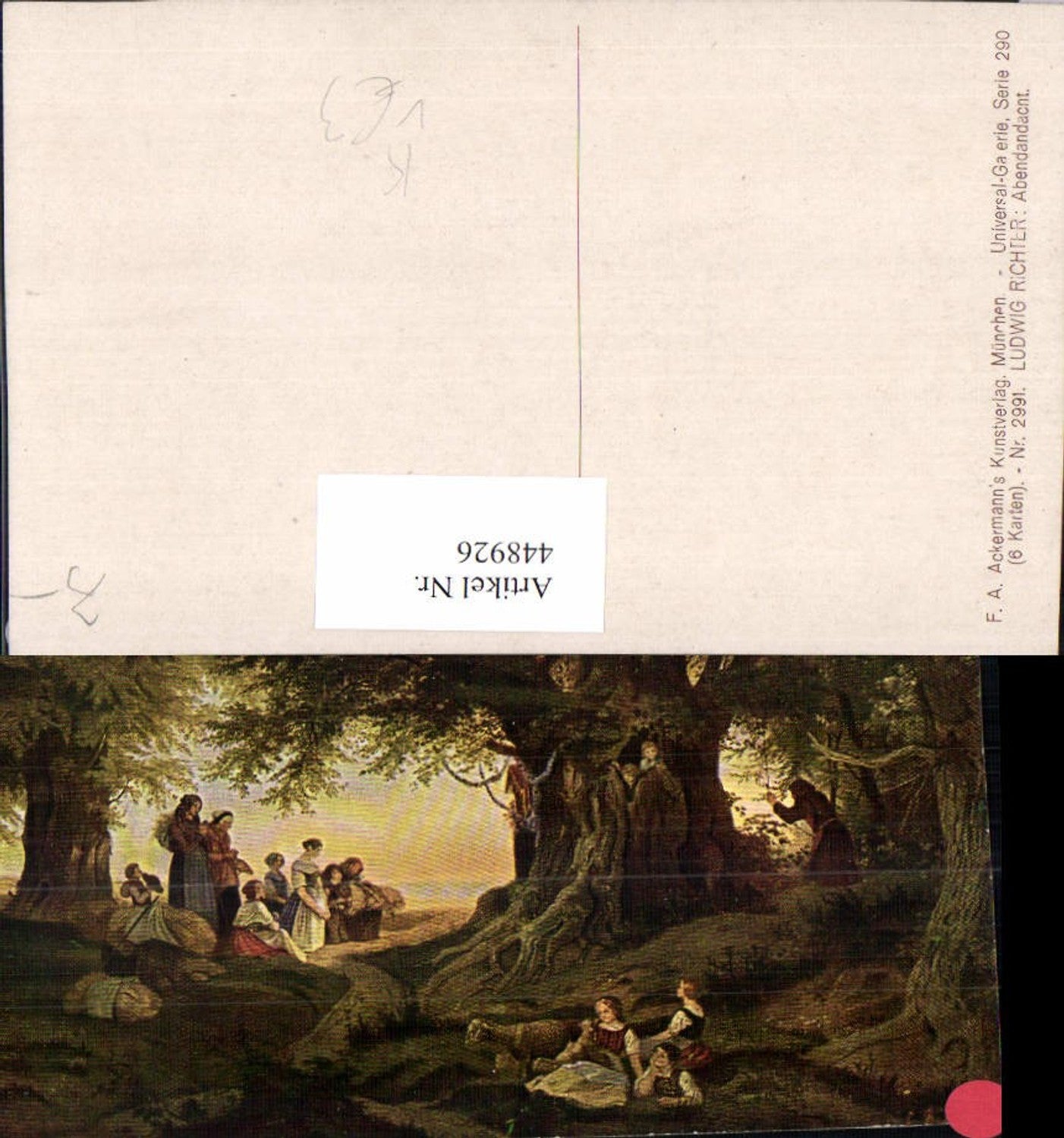 448926,Künstler AK Ludwig Richter Abendandacht Personen Wald pub A. Ackermann 2991