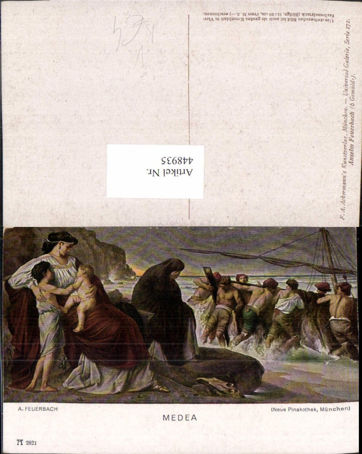 448935,Künstler AK A. Feuerbach Medea Griechin Segelschiff pub A. Ackermann 2821