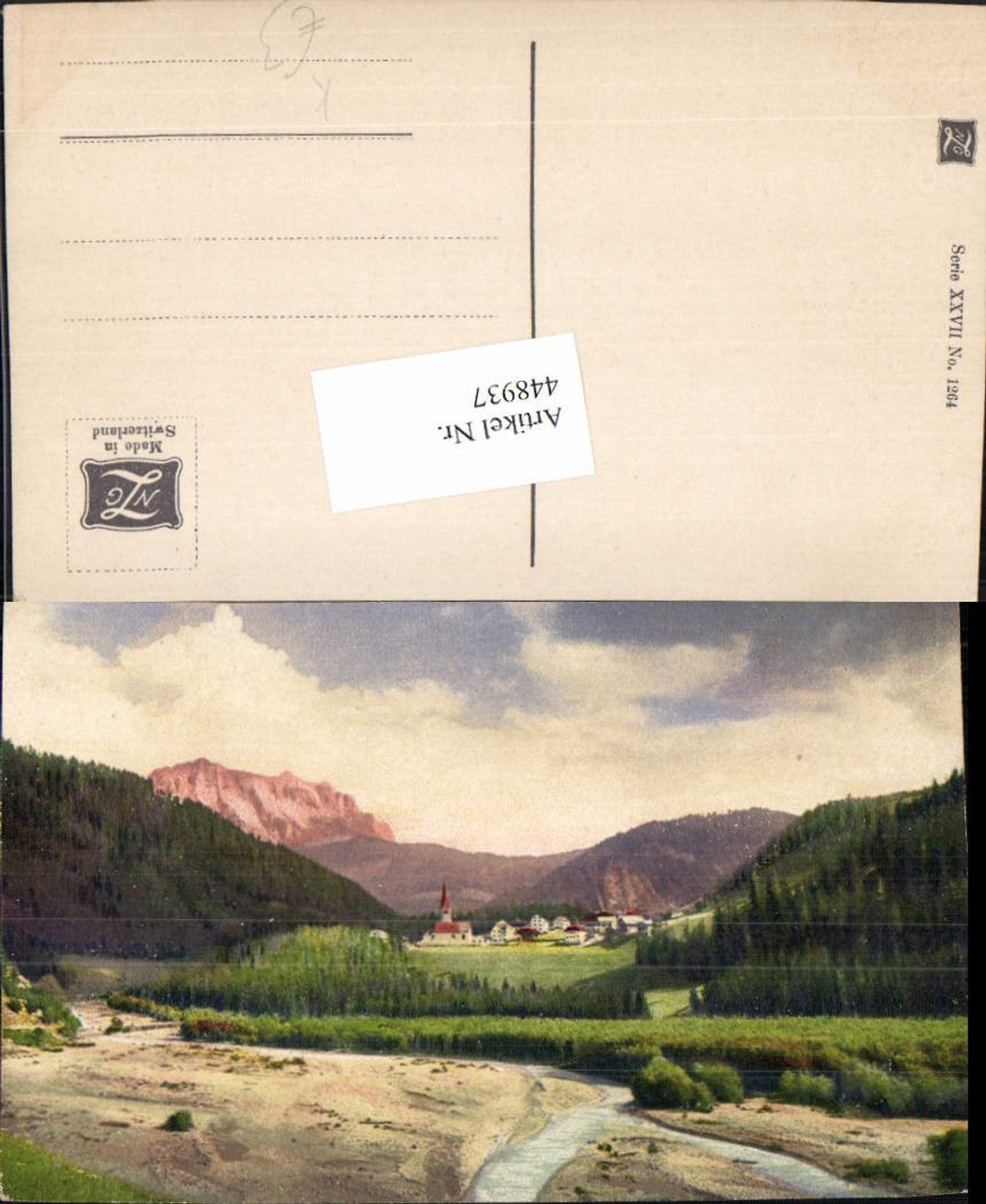 448937,Künstler AK Landschaft Dorf Wald Bergkulisse