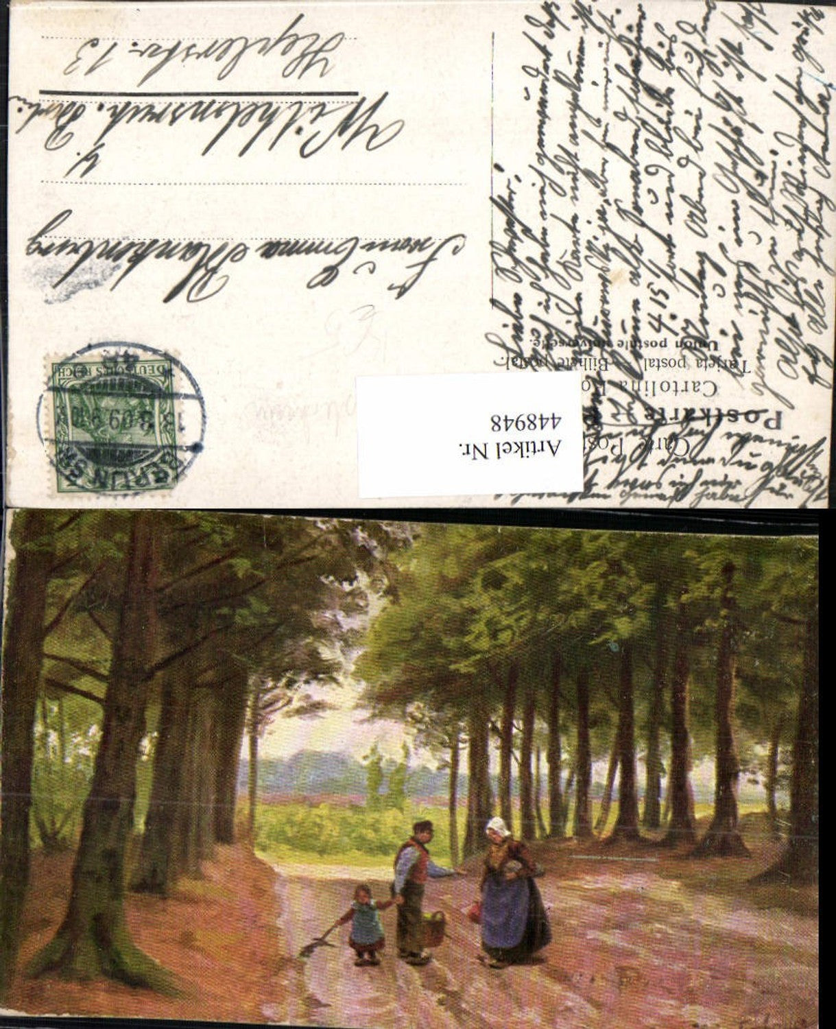 448948,Künstler AK J. G. Gerstenhauer Personen Wald Bäume