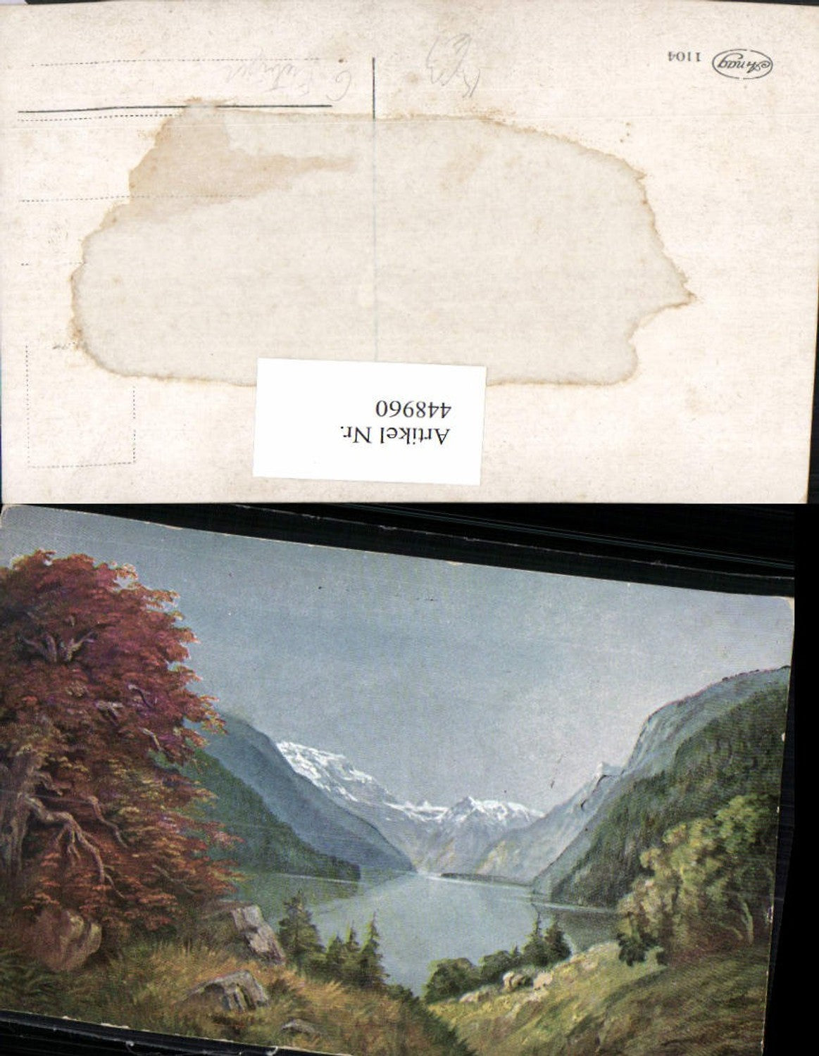 448960,Künstler AK G. Fiebiger Landschaft See Bergkulisse