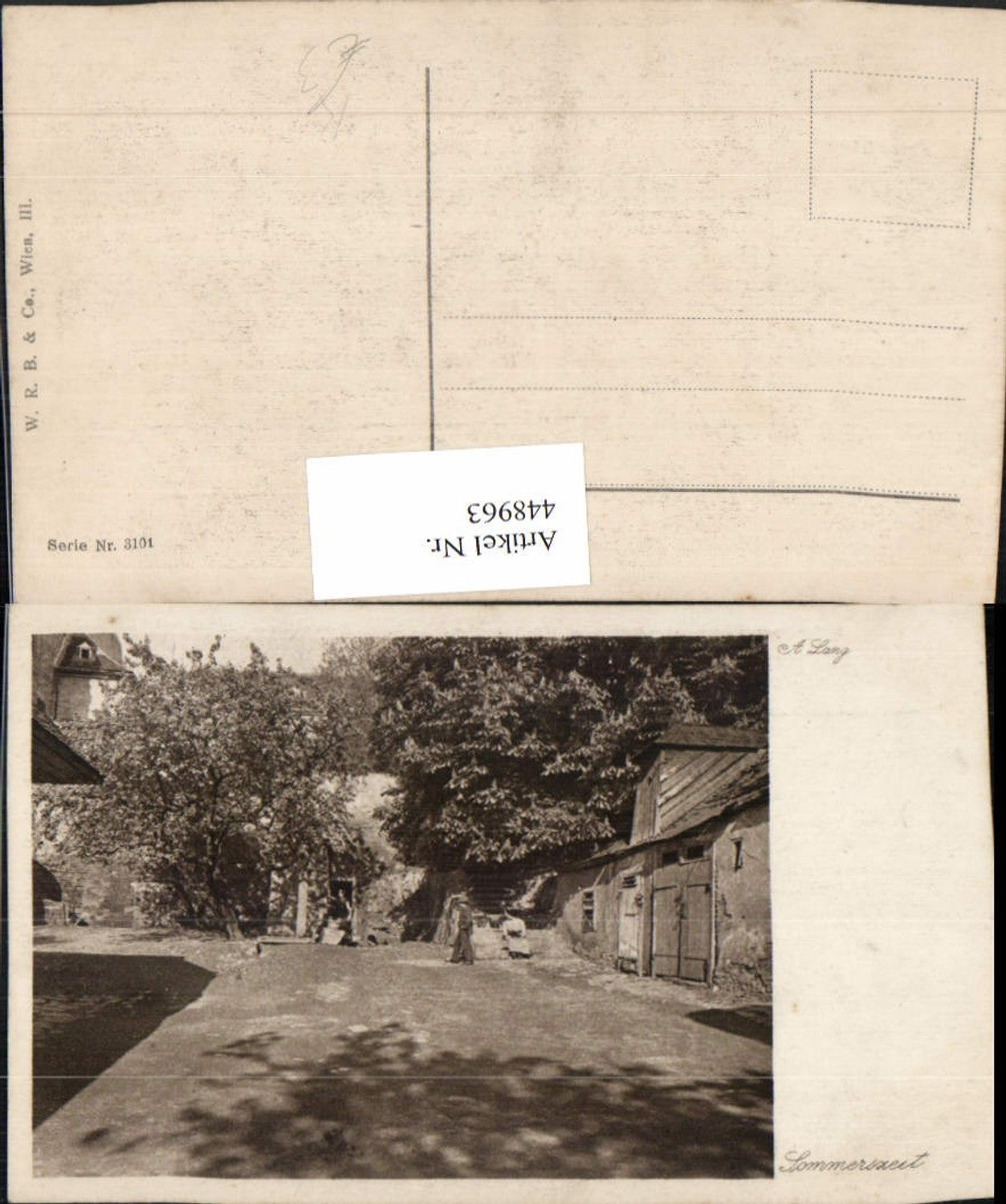448963,Künstler AK A. Lang Sommerzeit Hof Motiv