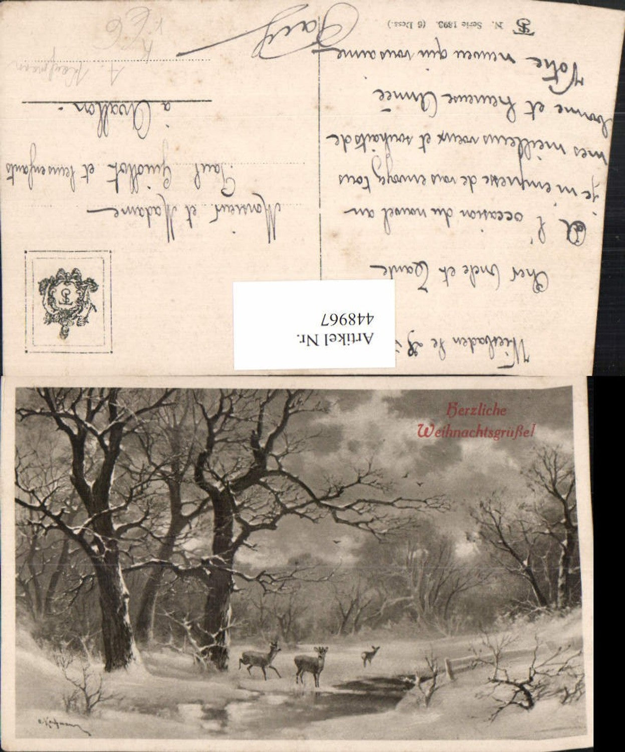 448967,Künstler AK A. Kaufmann Winterlandschaft Wald Wild pub Theo Stroefer 1393