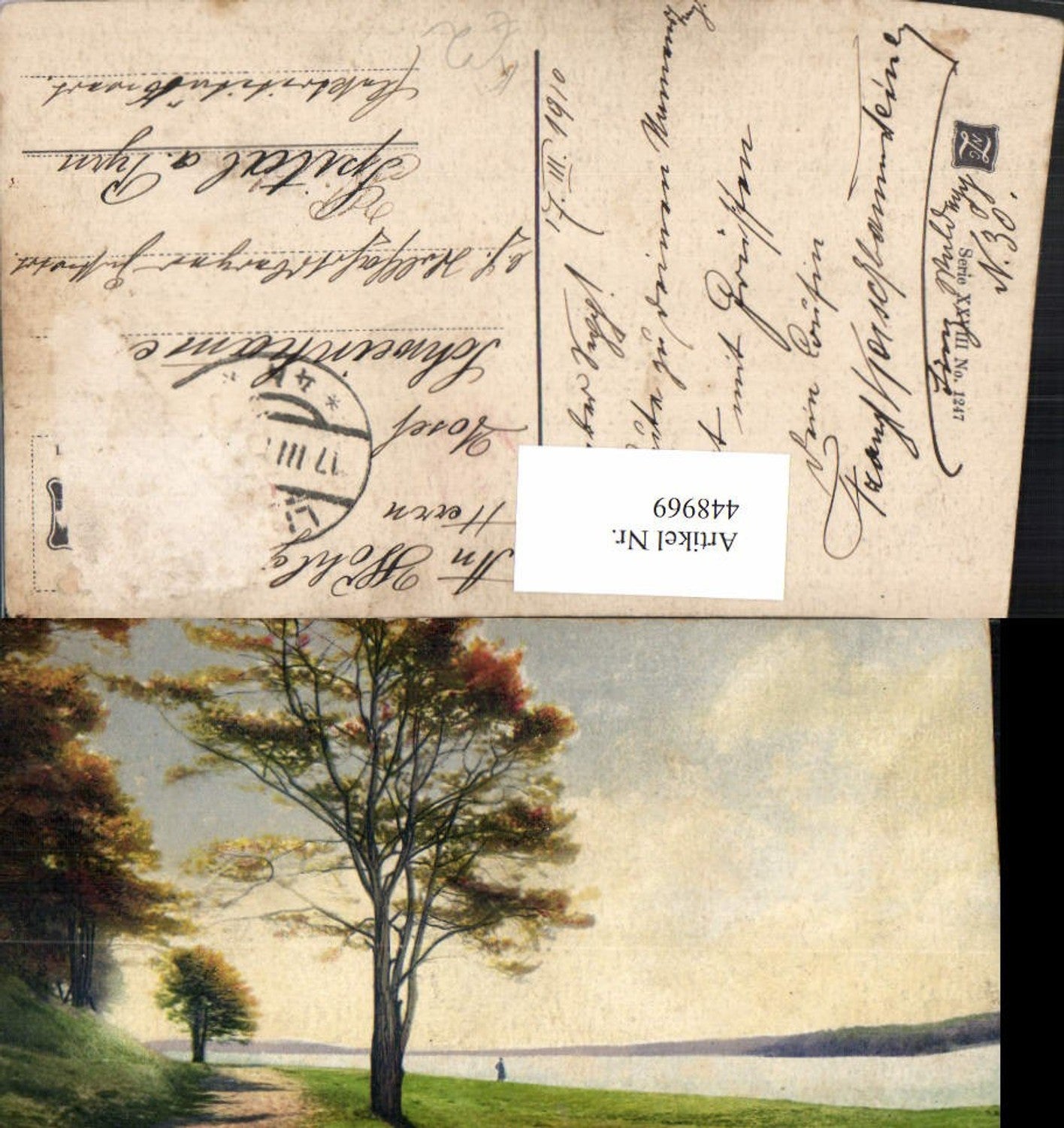 448969,Künstler AK Landschaft See