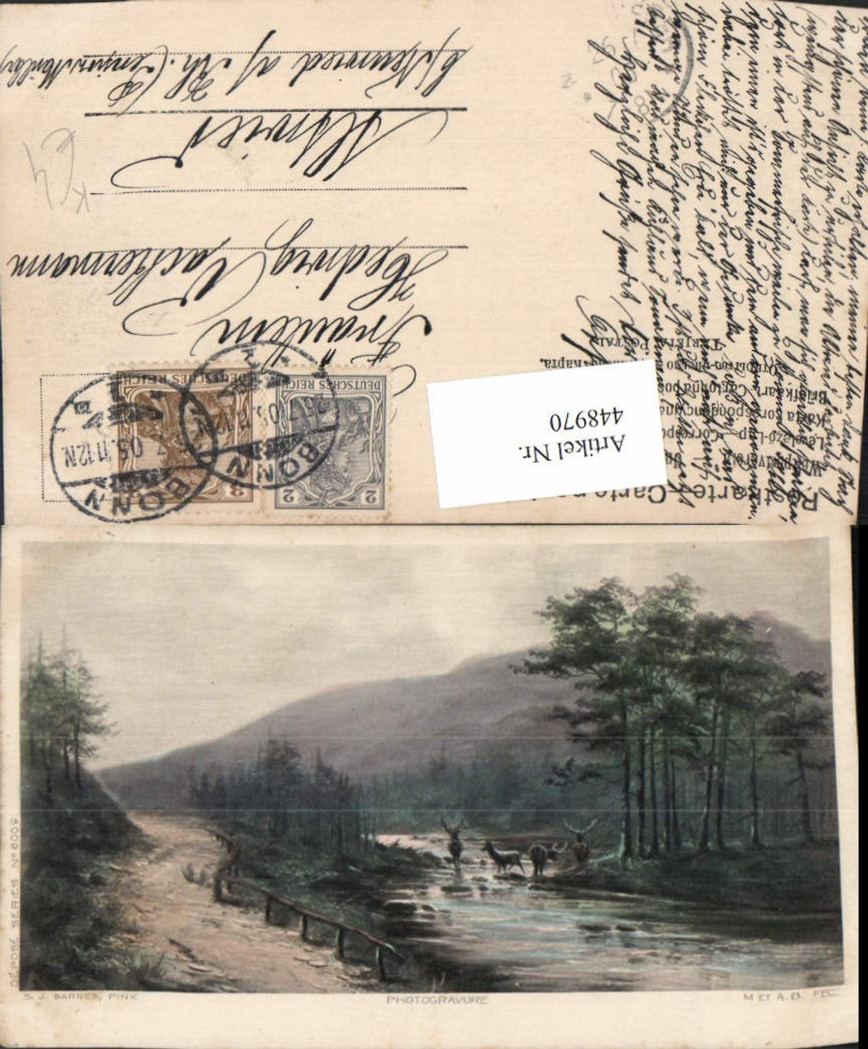 448970,Künstler AK S. J. Barnes Landschaft Fluss Wild Wegpartie