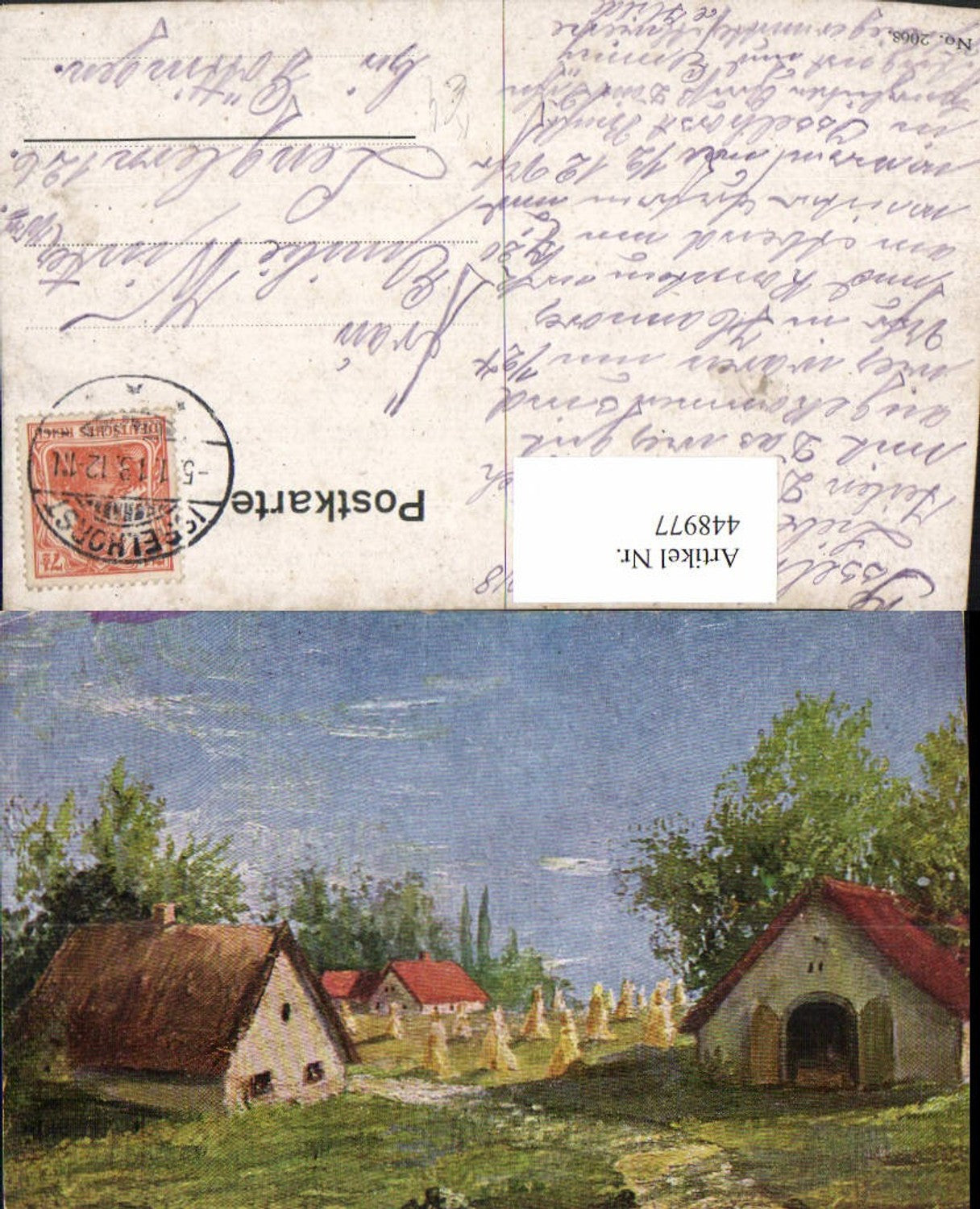 448977,Künstler AK Landschaft Häuser Heureiter