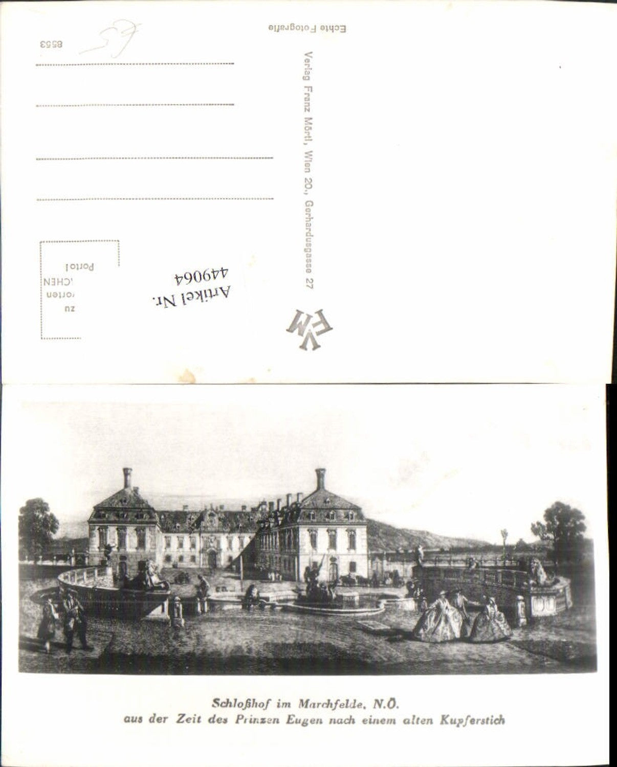 449064,Künstler AK Kupferstich Schlosshof im Marchfeld