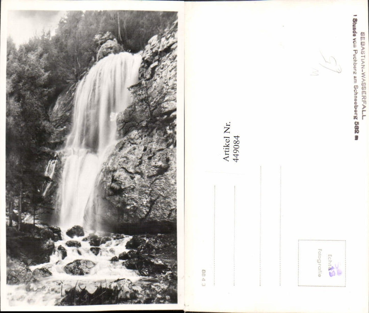 449084,Foto AK Sebastian-Wasserfall b. Puchberg am Schneeberg
