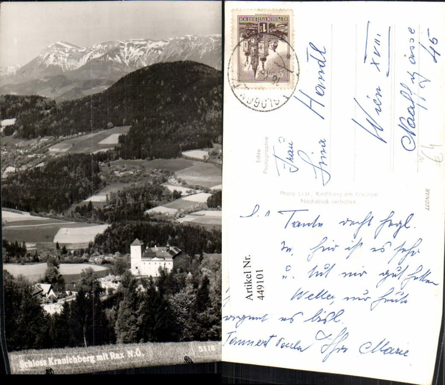 449101,Schloss Kranichberg b. Gloggnitz m. Rax Bergkulisse