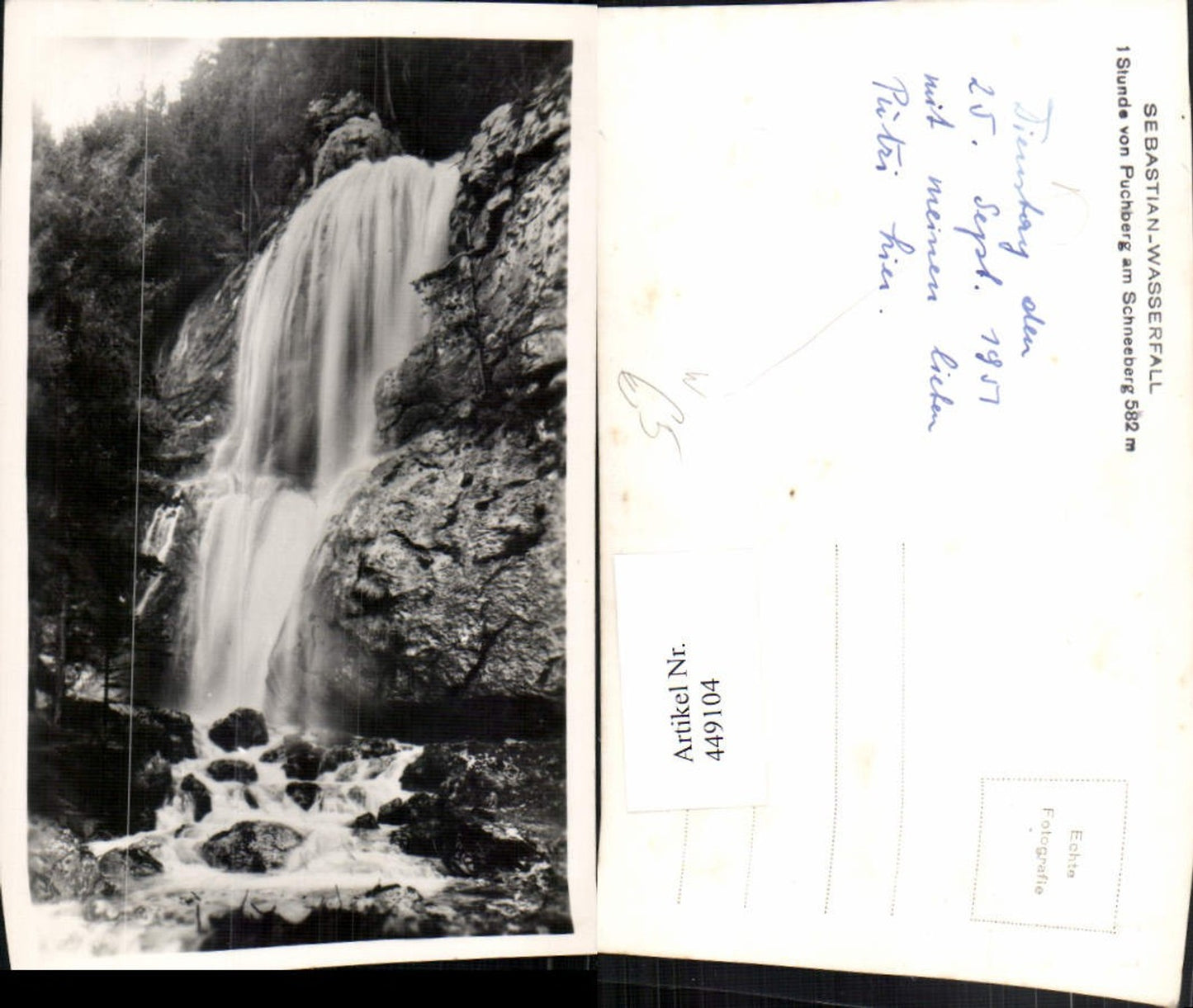 449104,Foto AK Puchberg am Schneeberg Sebastian-Wasserfall