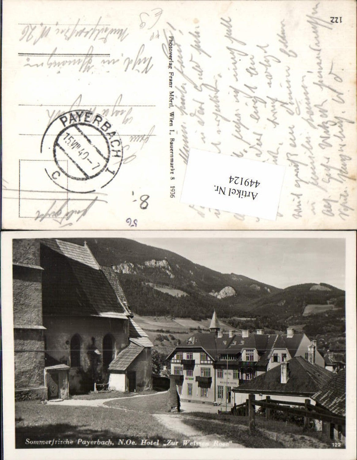 449124,Payerbach Hotel zur weißen Rose Kirche Feldpost