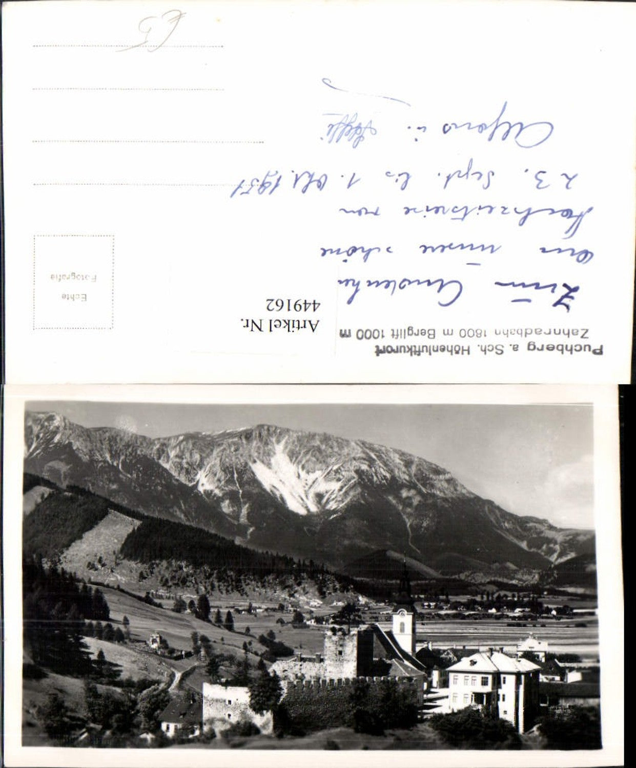 449162,Foto AK Puchberg am Schneeberg Teilansicht Bergkulisse
