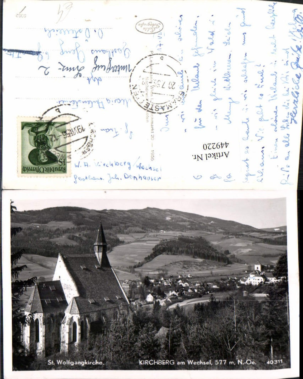 449220,Kirchberg am Wechsel Teilansicht m. St. Wolfgangkirche Kirche