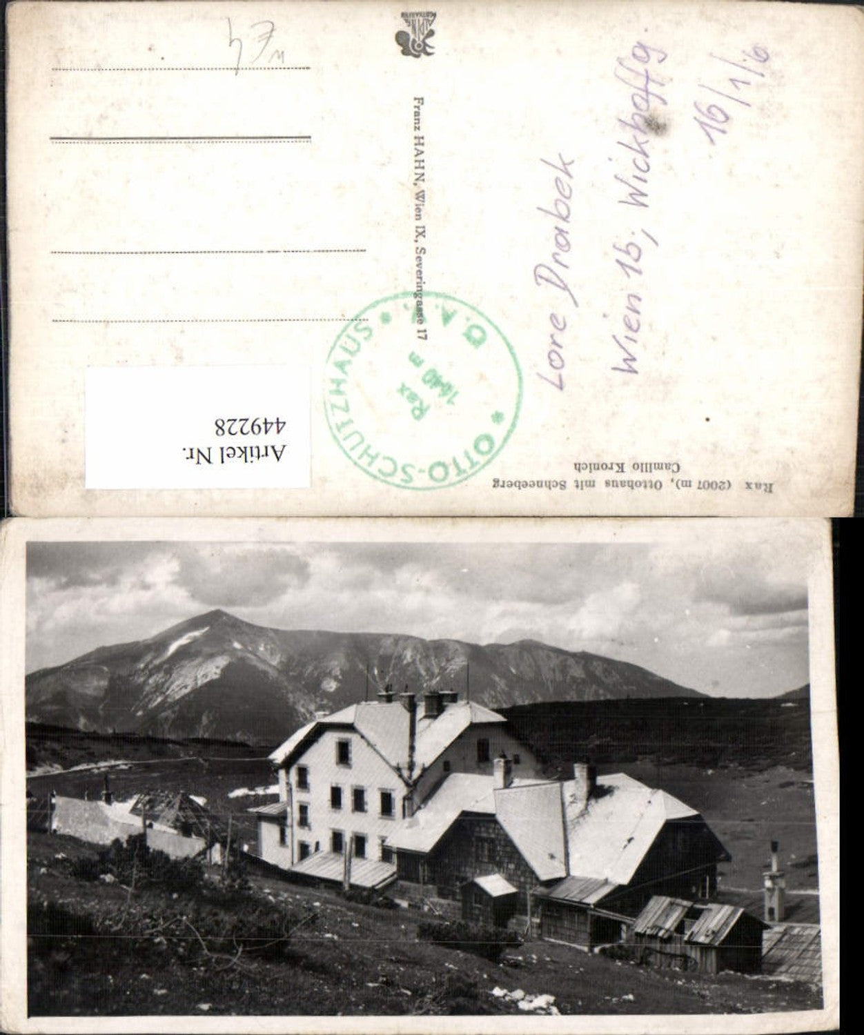 449228,Rax Ottohaus b. Reichenau m. Schneeberg Bergkulisse
