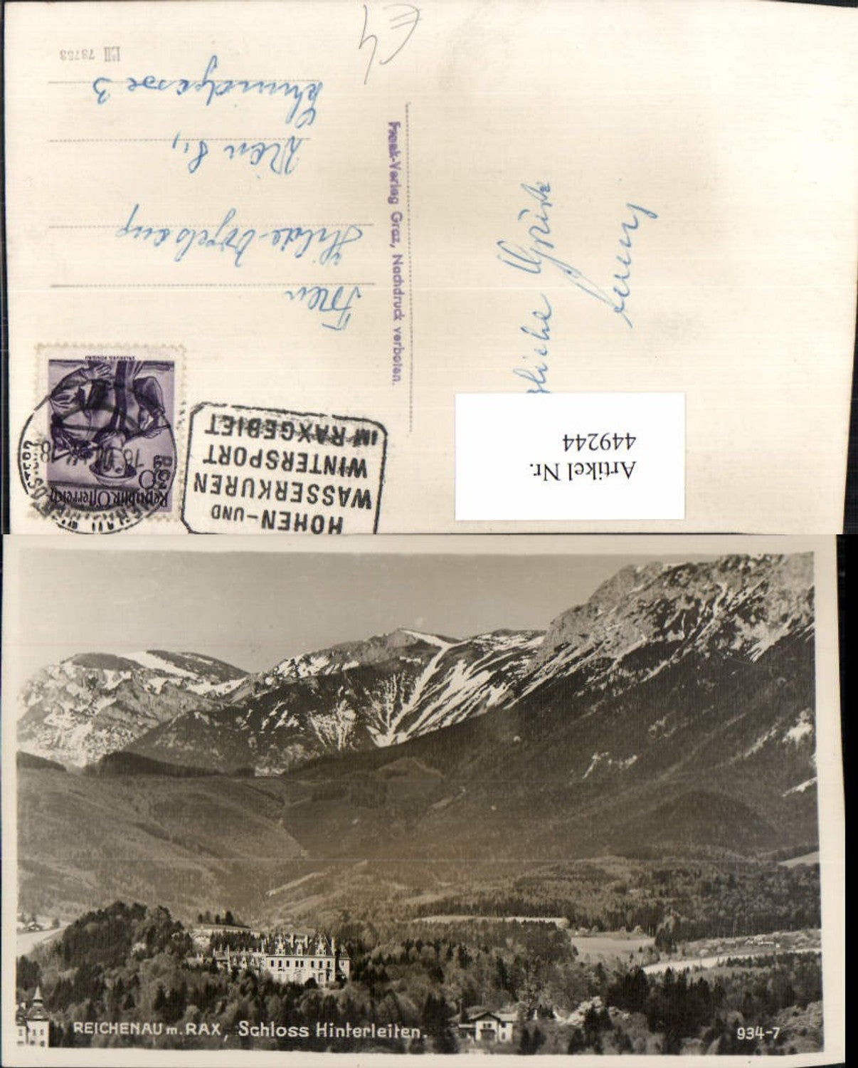 449244,Reichenau Schloss Hinterleiten m. Rax Bergkulisse