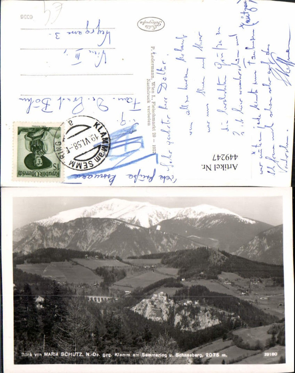 449247,Blick von Maria Schutz geg. Klamm am Semmering Bergkulisse