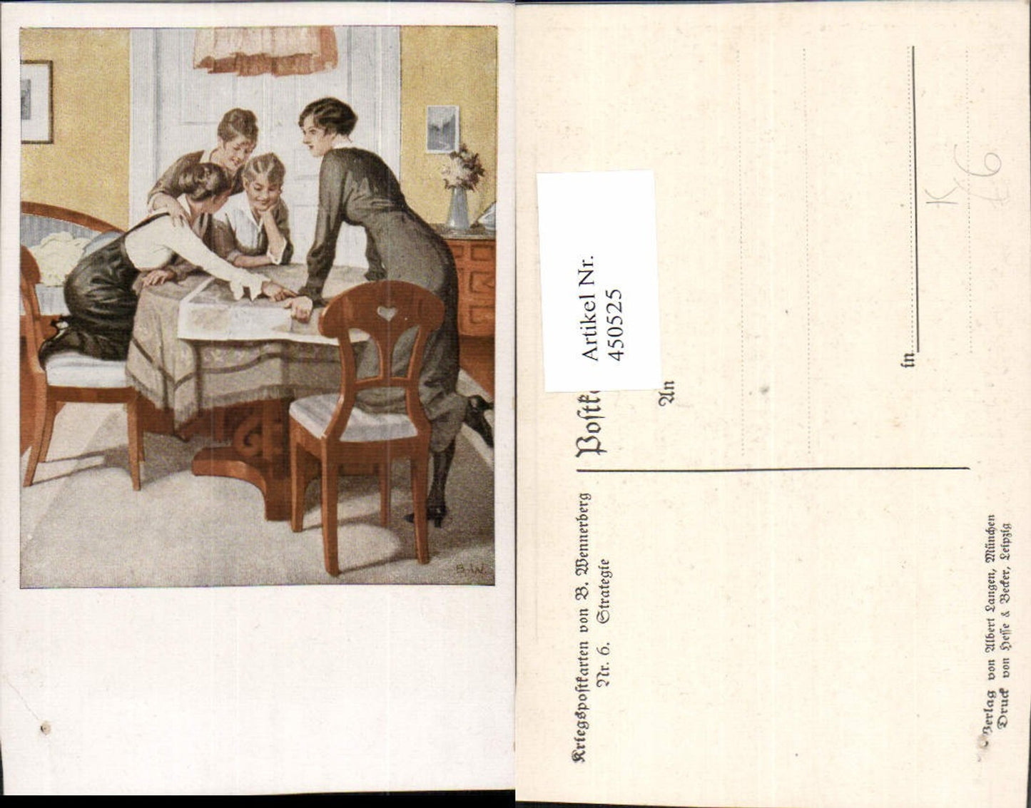 450525, Artist AK Brynolf Wennerberg Strategy Women Table Card