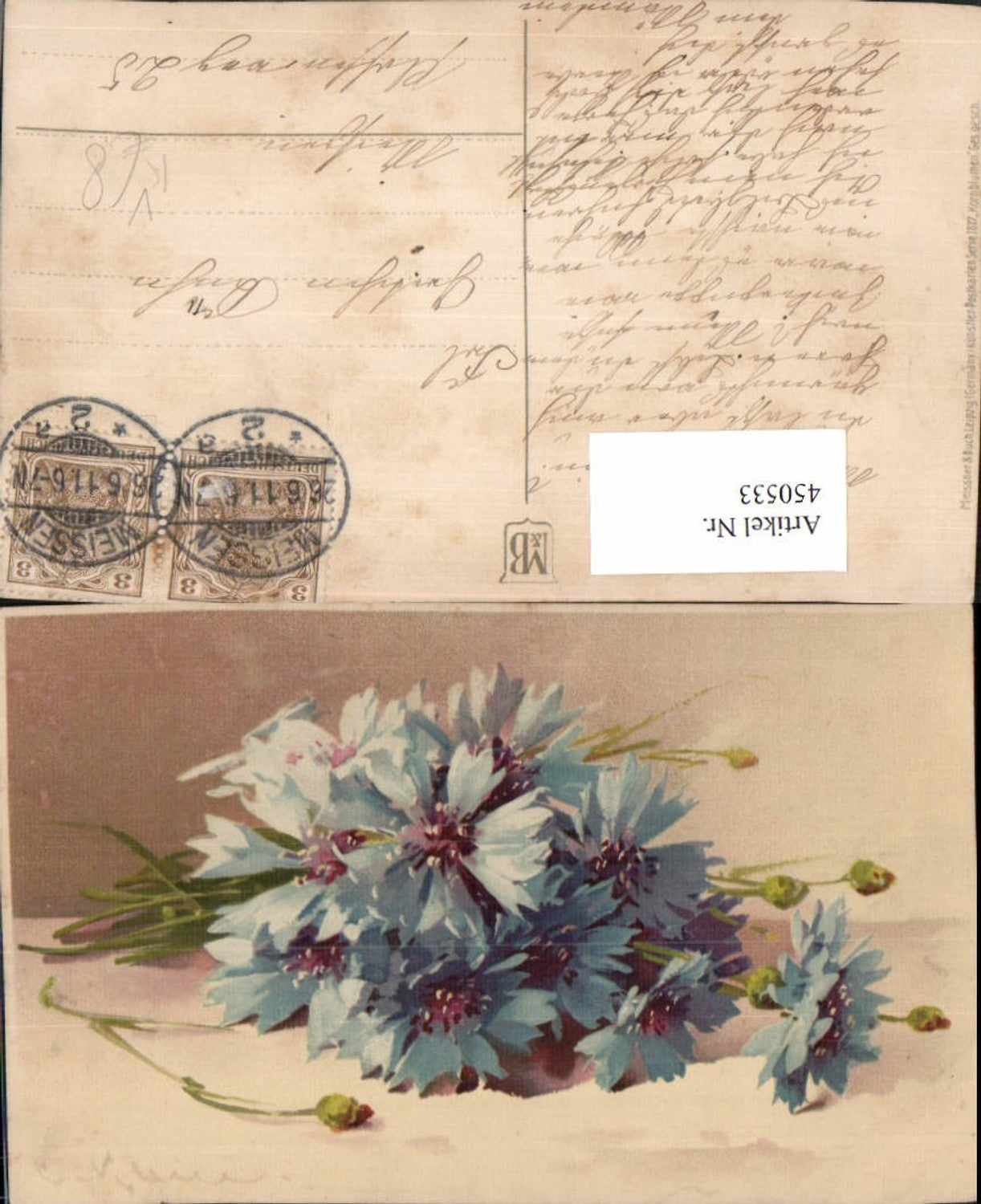 450533,Künstler AK Catharina Klein Blumen Kornblumen pub Meissner & Buch 1817