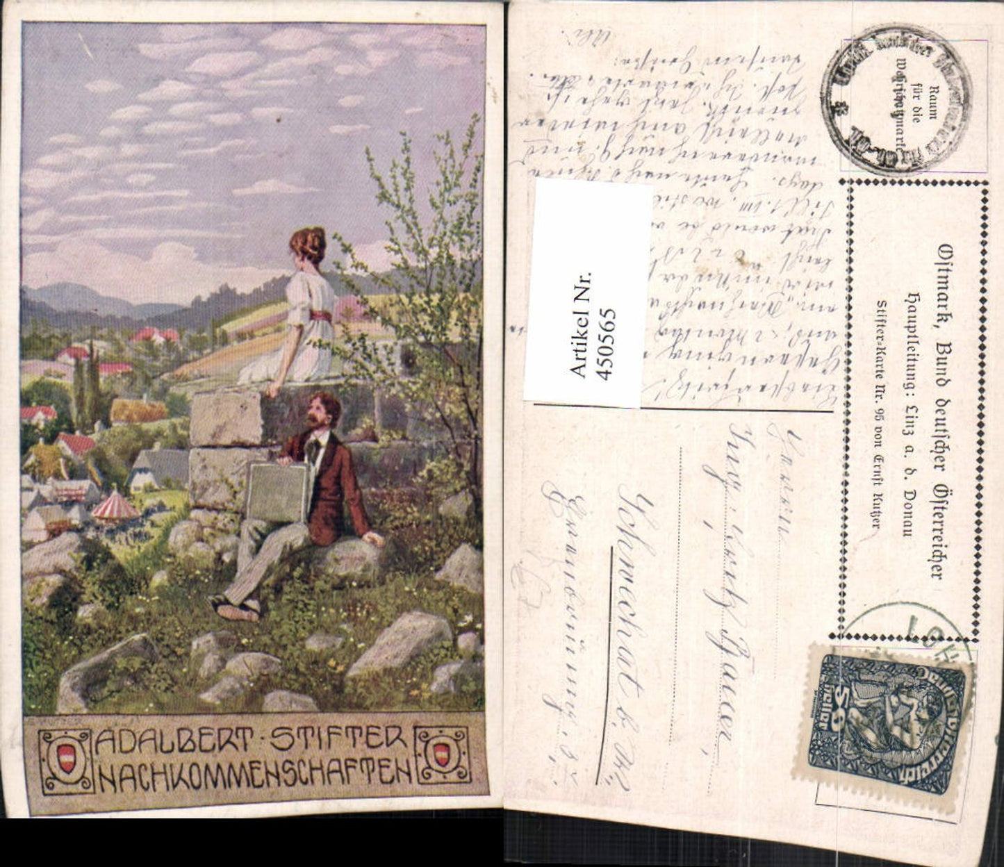 450565, Artist AK Ernst Kutzer Donor Card 95 Descendants pub Federal Association of German Austrians