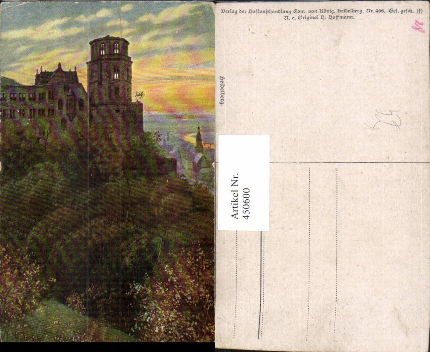 450600,Künstler AK Heinrich Hoffmann Heidelberg Schloss pub Edm. v. König 466