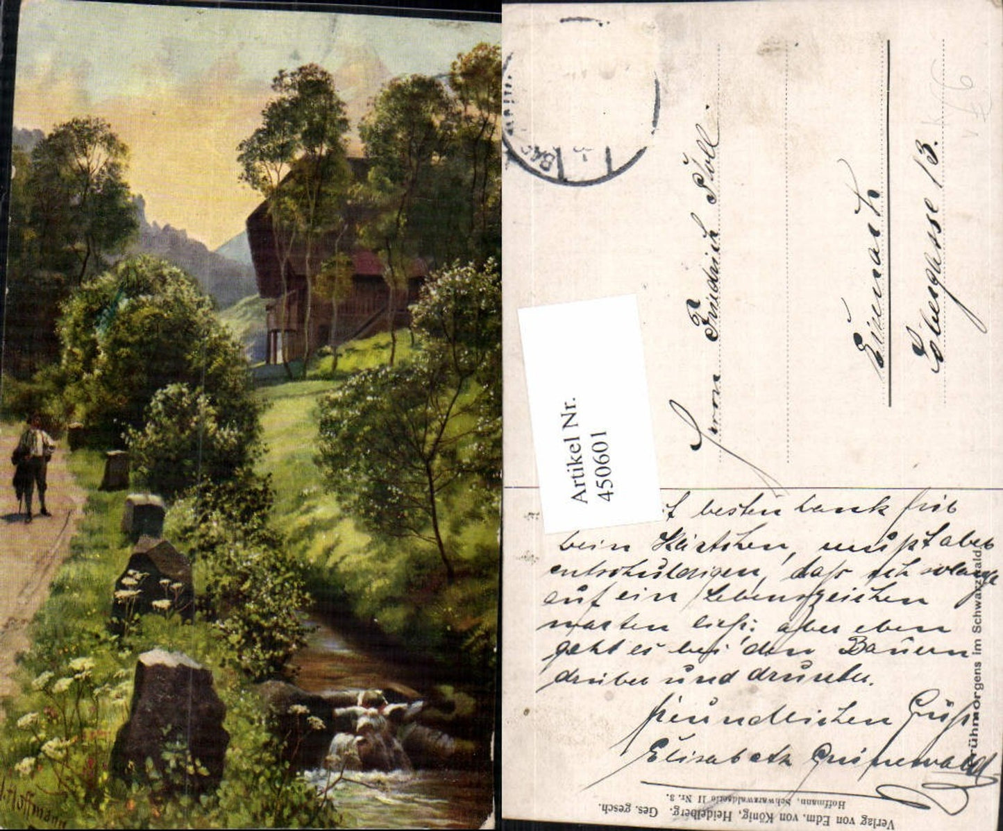 450601,Künstler AK Heinrich Hoffmann Frühmorgens im Schwarzwald pub Edm. v. König