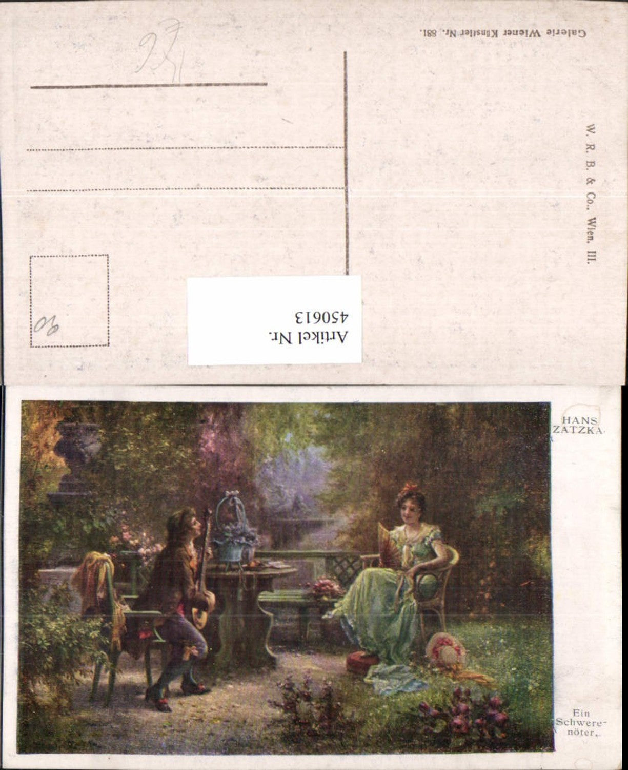 450613,Künstler AK Hans Zatzka Ein Schwerenöter Liebe Paar Mandoline