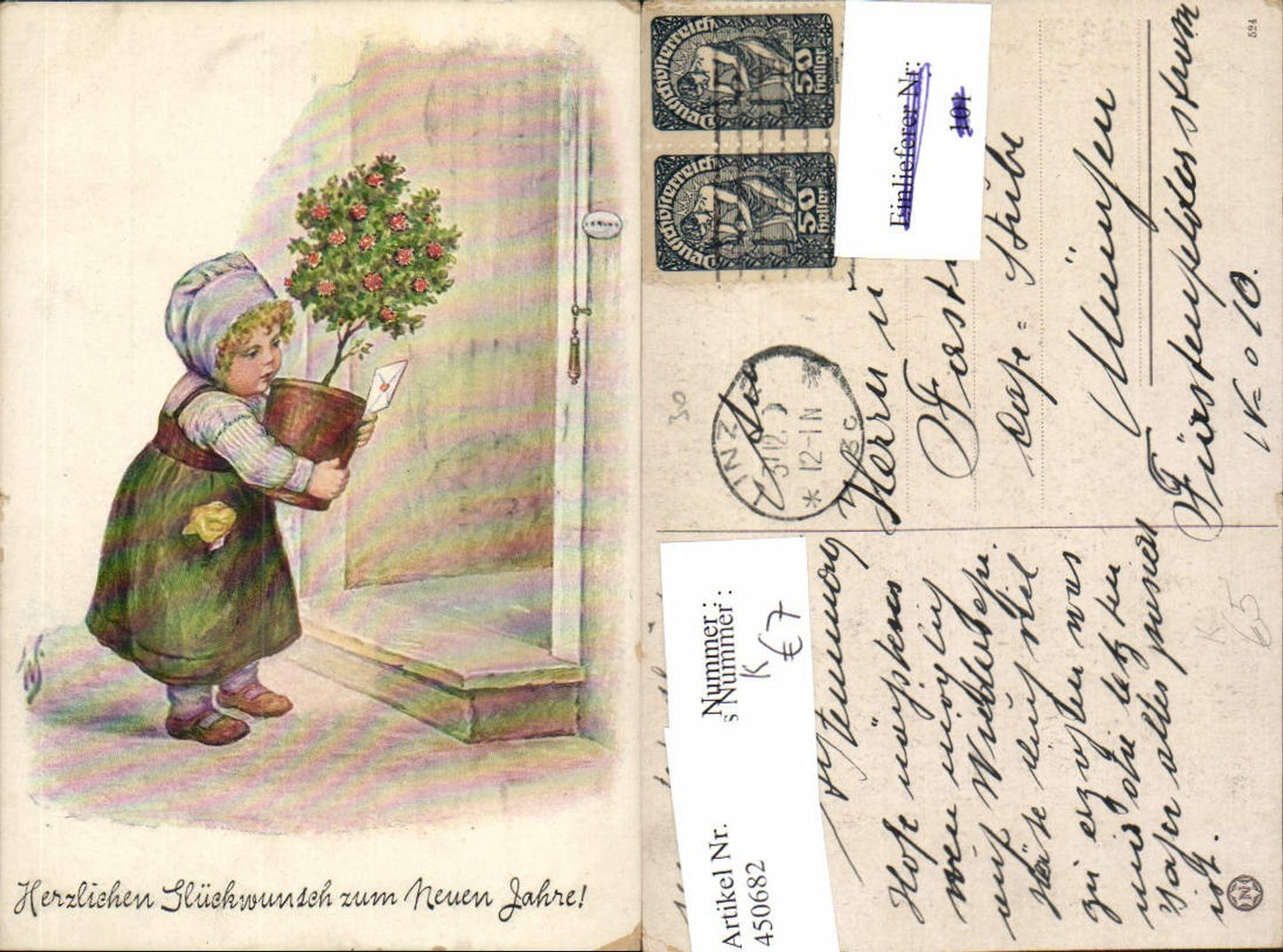 450682,Künstler AK Willi Scheuermann John Wills Kind Rosenstock Brief Tür