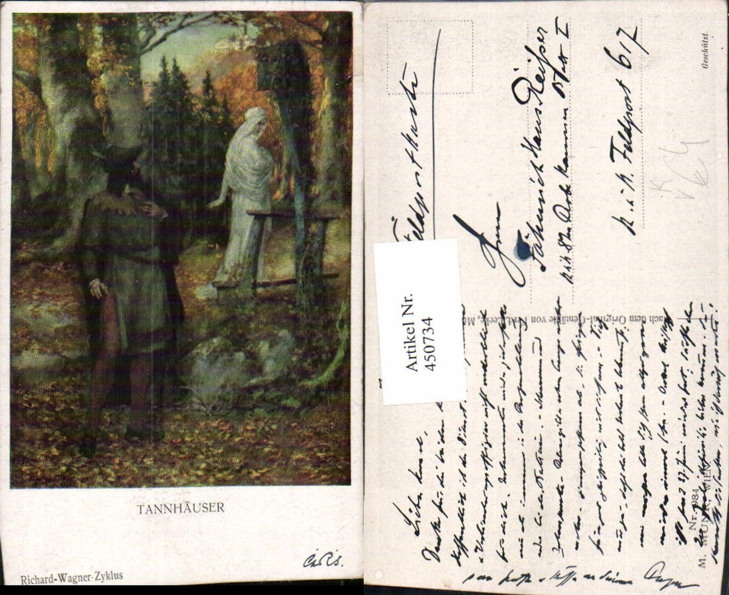450734,M. Munk Vienne 984 Künstlerkarte Richard Wagner Tannhäuser Wegkreuz