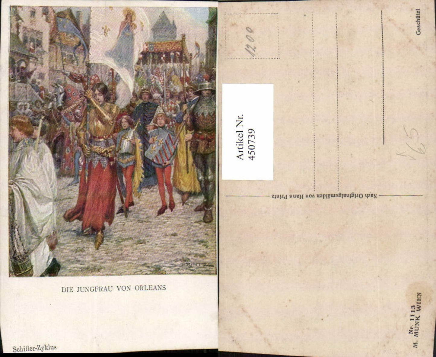 450739,M. Munk Vienne 1113 Künstler Hans Printz Schiller Jungfrau von Orleans