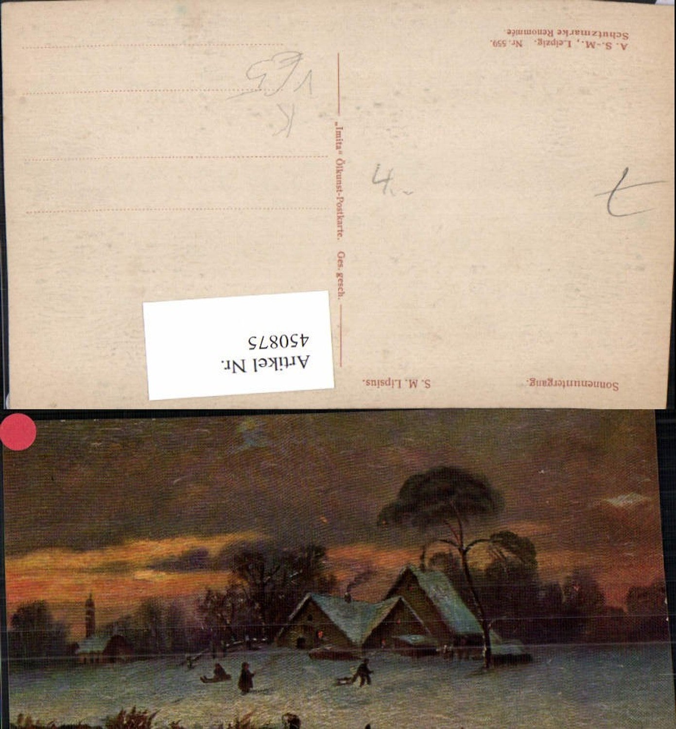 450875,A.S.M. Imita 559 Künstler S.M. Lipsius Sonnenuntergang Winterbild
